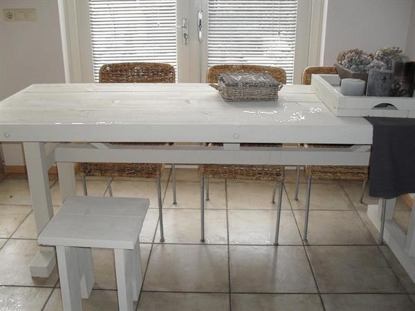 Grote foto witte landelijke tafel van steigerhout krijtverf huis en inrichting eettafels