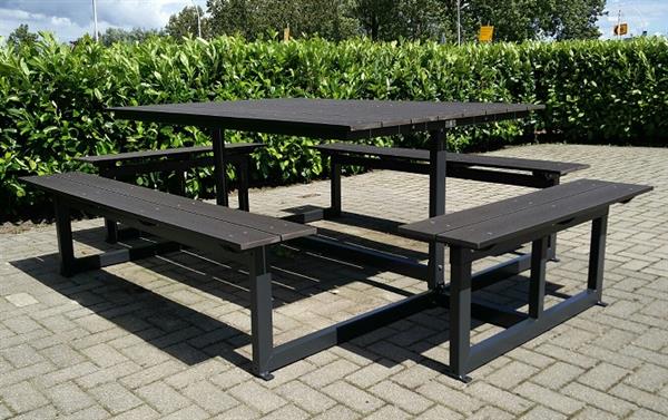 Grote foto vierkante picknicktafel lifetime duurzaam tuin en terras tuinmeubelen