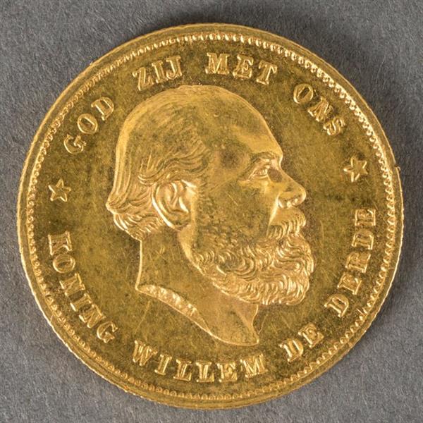 Grote foto gouden tientje 1877 verzamelen munten nederland