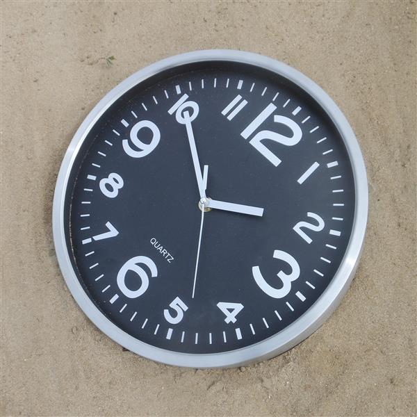 Grote foto keukenklok rvs zwart huis en inrichting klokken