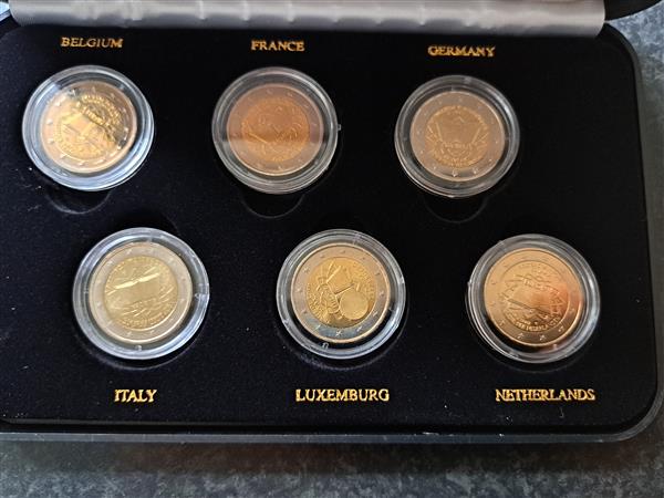 Grote foto herdenkingsmunten eerste 12 eurolanden postzegels en munten euromunten