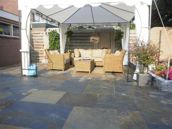 Grote foto landelijke tuintegels rusty slate wildverband tuin en terras tegels en terrasdelen