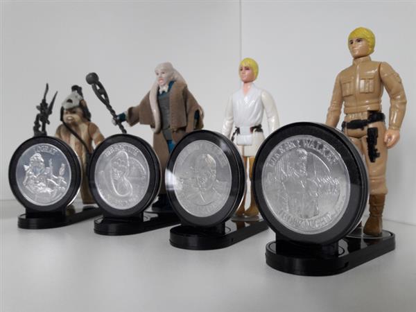 Grote foto vintage star wars figuur met draaiende munt stand 1.5 inch verzamelen speelgoed