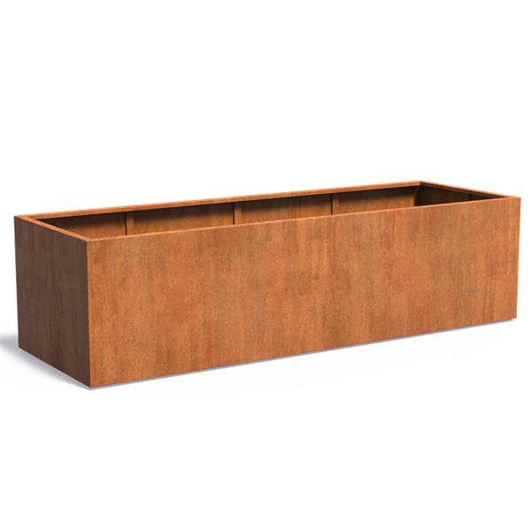 Grote foto cortenstaal akelei ca18 plantenbak 300x100x80 cm. cortenstalen bloembak tuin en terras bloembakken