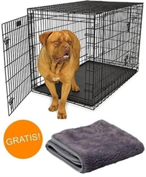 Grote foto topdeal a kwaliteitsbench zwart met gratis vetbed dieren en toebehoren hondenhokken en kooien