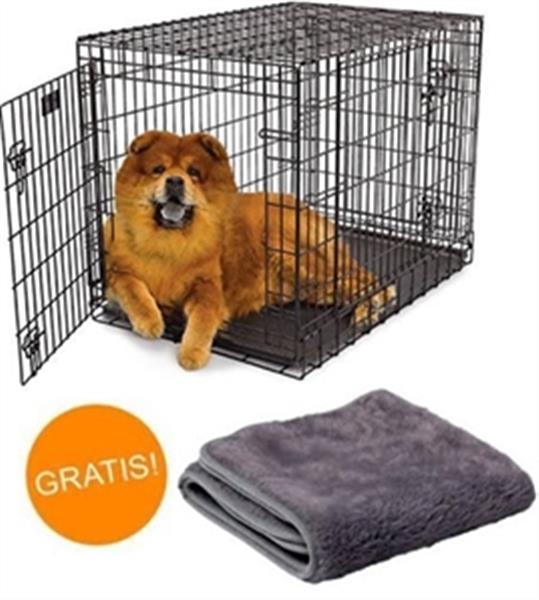 Grote foto topdeal a kwaliteitsbench zwart met gratis vetbed dieren en toebehoren hondenhokken en kooien