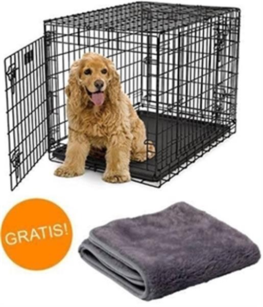 Grote foto topdeal a kwaliteitsbench zwart met gratis vetbed dieren en toebehoren hondenhokken en kooien