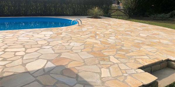 Grote foto mediterraanse stijl flagstones brasil yellow kwartsiet tuin en terras tegels en terrasdelen