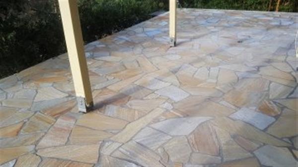 Grote foto mediterraanse stijl flagstones brasil gold kwartsiet tuin en terras tegels en terrasdelen