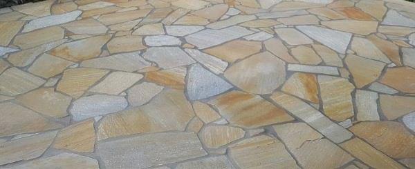 Grote foto mooie flagstones brasil gold kwartsiet voor terras tuin en terras tegels en terrasdelen