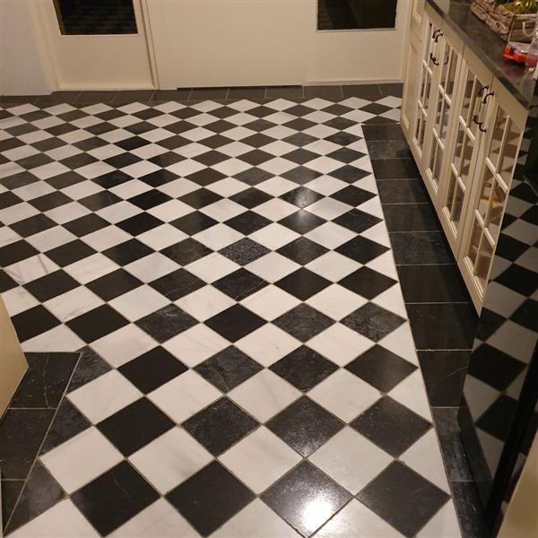 Grote foto keukenvloer zwart wit marmer 20x20 cm getrommeld doe het zelf en verbouw tegels