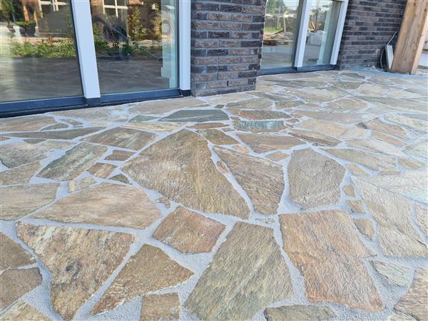 Grote foto karystos brown flagstones tuin en terras sierstenen en rotsen