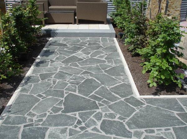 Grote foto breukruwe flagstones kavala grey kwartsiet 3 5 cm dik tuin en terras tegels en terrasdelen