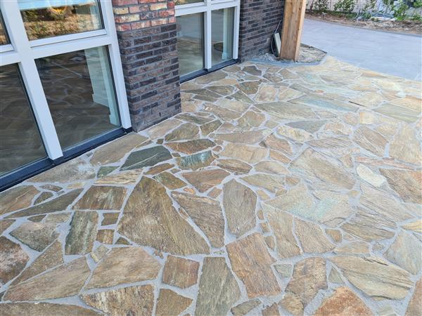 Grote foto prachtige flagstones kavala brown voor pad terras tuin tuin en terras tegels en terrasdelen