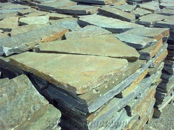 Grote foto karystos green flagstones doe het zelf en verbouw tegels