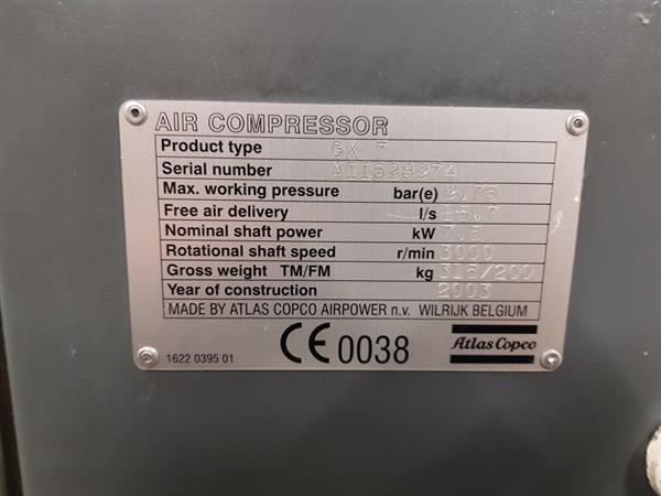 Grote foto compressor atlas copco schroefcompressor gx7ff doe het zelf en verbouw gereedschappen en machines