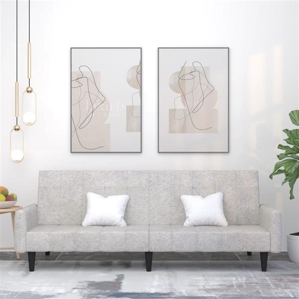 Grote foto slaapbank 2 zits microvezelstof lichtgrijs huis en inrichting bankstellen