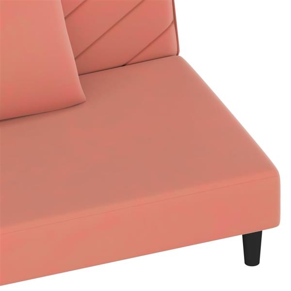 Grote foto slaapbank 2 zits met 2 kussens fluweel roze huis en inrichting bankstellen