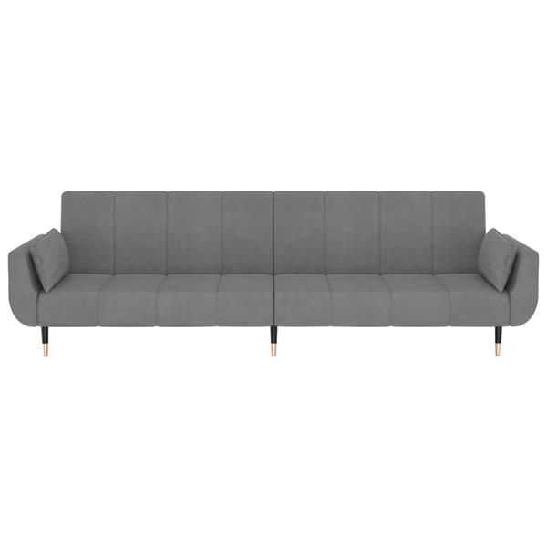 Grote foto slaapbank 2 zits met 2 kussens fluweel lichtgrijs huis en inrichting bankstellen