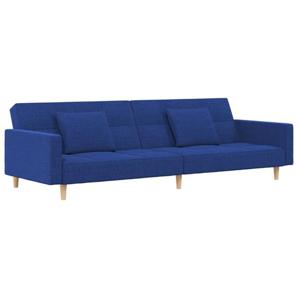 Grote foto slaapbank 2 zits met 2 kussens stof blauw huis en inrichting bankstellen