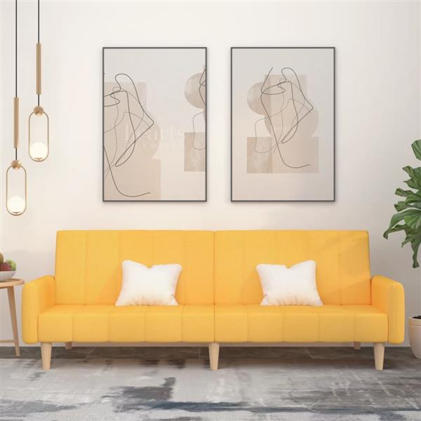 Grote foto slaapbank 2 zits stof geel huis en inrichting bankstellen