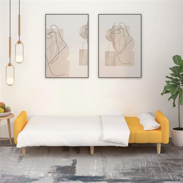 Grote foto slaapbank 2 zits stof geel huis en inrichting bankstellen