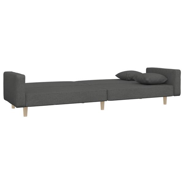 Grote foto slaapbank 2 zits met 2 kussens stof donkergrijs huis en inrichting bankstellen