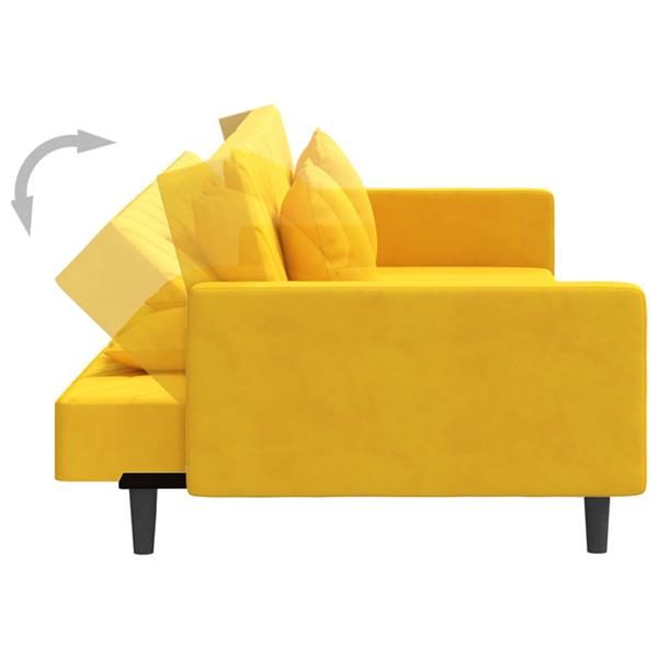 Grote foto slaapbank 2 zits met 2 kussens en voetenbank fluweel geel huis en inrichting bankstellen