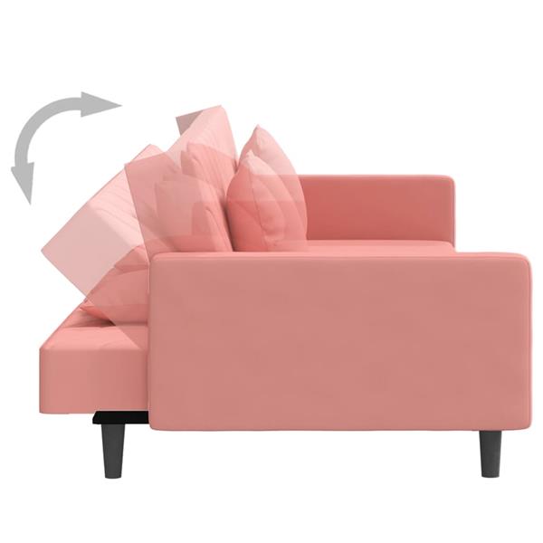 Grote foto slaapbank 2 zits met 2 kussens en voetenbank fluweel roze huis en inrichting bankstellen