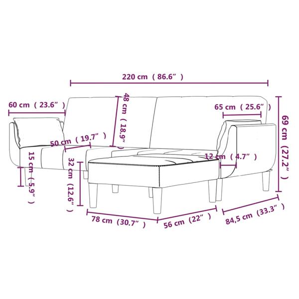 Grote foto slaapbank 2 zits met hocker en 2 kussens stof lichtgrijs huis en inrichting bankstellen
