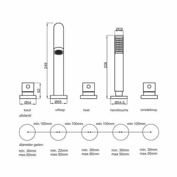 Grote foto badkraan badrandcombinatie caral 5 gats compleet doe het zelf en verbouw sanitair