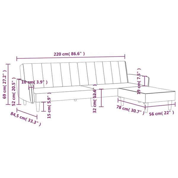 Grote foto slaapbank 2 zits met voetenbank fluweel bruin huis en inrichting bankstellen