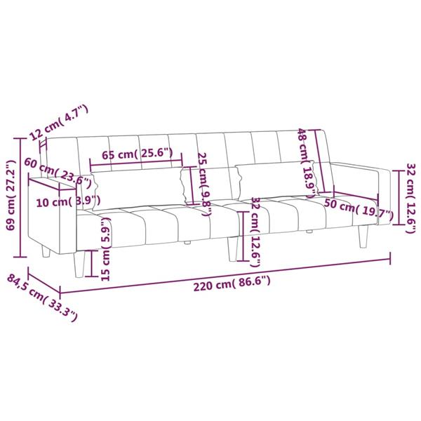 Grote foto slaapbank 2 zits met 2 kussens en voetenbank stof paars huis en inrichting bankstellen
