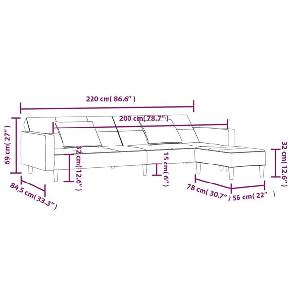 Grote foto slaapbank 2 zits met 2 kussens en voetenbank fluweel cr mekleur huis en inrichting bankstellen