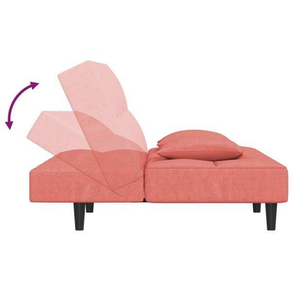 Grote foto slaapbank 2 zits met 2 kussens en voetenbank fluweel roze huis en inrichting bankstellen