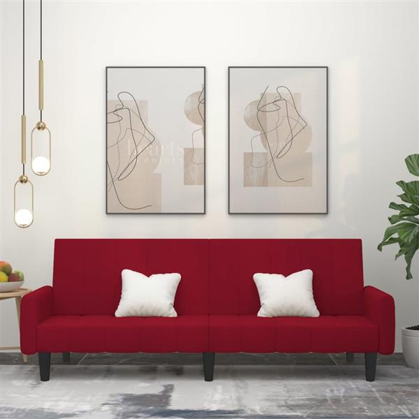 Grote foto slaapbank 2 zits met voetenbank fluweel wijnrood huis en inrichting bankstellen