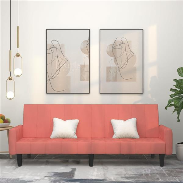 Grote foto slaapbank 2 zits met voetenbank fluweel roze huis en inrichting bankstellen