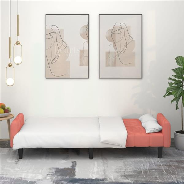 Grote foto slaapbank 2 zits met voetenbank fluweel roze huis en inrichting bankstellen