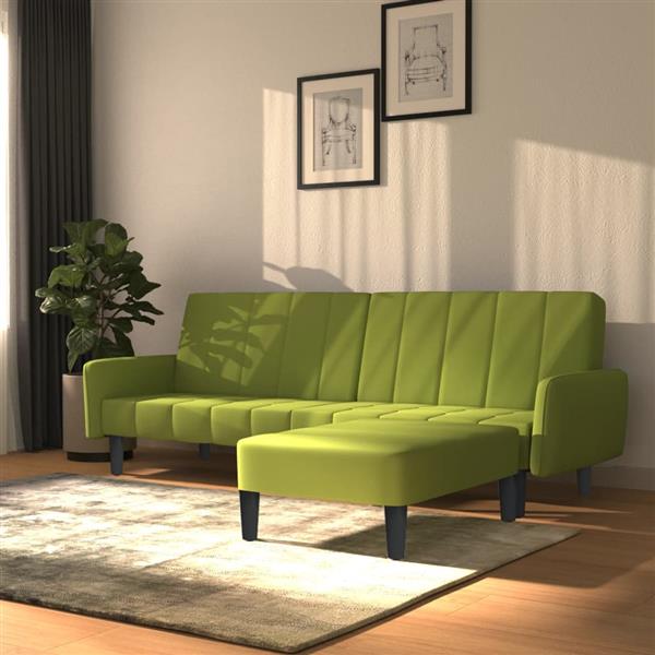 Grote foto slaapbank 2 zits met voetenbank fluweel lichtgroen huis en inrichting bankstellen