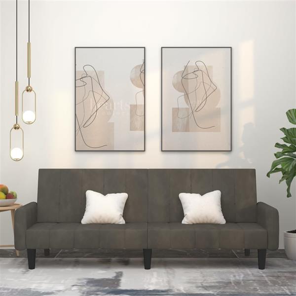 Grote foto slaapbank 2 zits met voetenbank fluweel donkergrijs huis en inrichting bankstellen