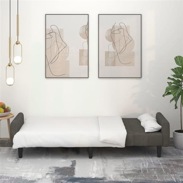 Grote foto slaapbank 2 zits met voetenbank fluweel donkergrijs huis en inrichting bankstellen