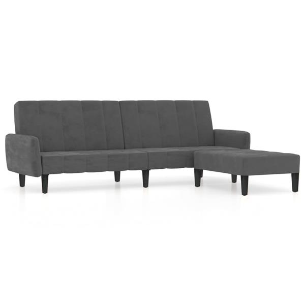 Grote foto slaapbank 2 zits met voetenbank fluweel donkergrijs huis en inrichting bankstellen