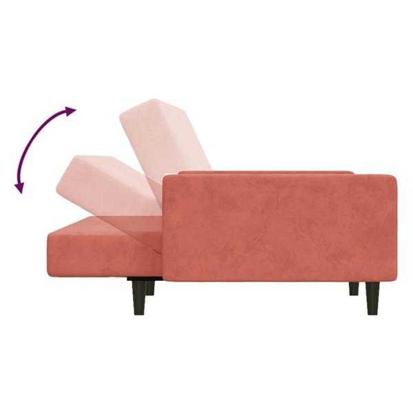 Grote foto slaapbank 2 zits met voetenbank fluweel roze huis en inrichting bankstellen