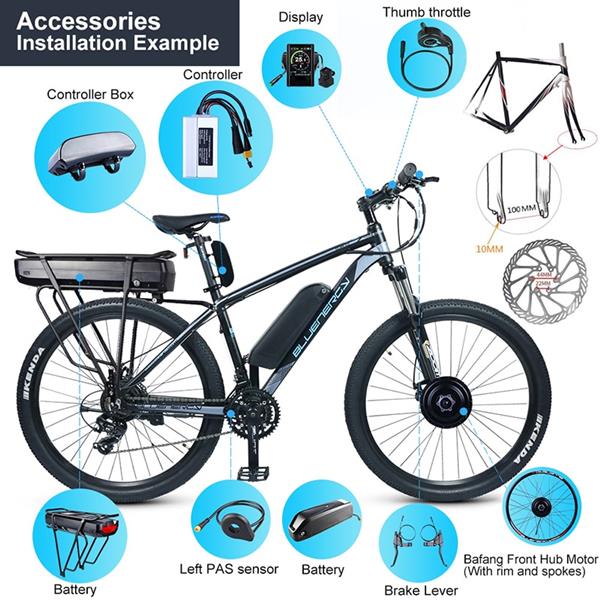 Grote foto bafang voorwiel motor 48v 500w e bike conversie kit fietsen en brommers elektrische fietsen