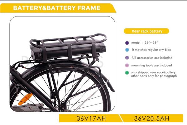 Grote foto bafang bbs01 250 w 350w 500w incl 36v17.5ah bagagedrager batterij fietsen en brommers elektrische fietsen