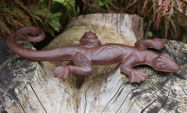 Grote foto salamander gekko 23 cm. gietijzer sg312 tuin en terras tuindecoratie