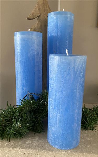 Grote foto krulkaars bika kaarsen set van 3 koningsblauw middenblauw huis en inrichting woningdecoratie