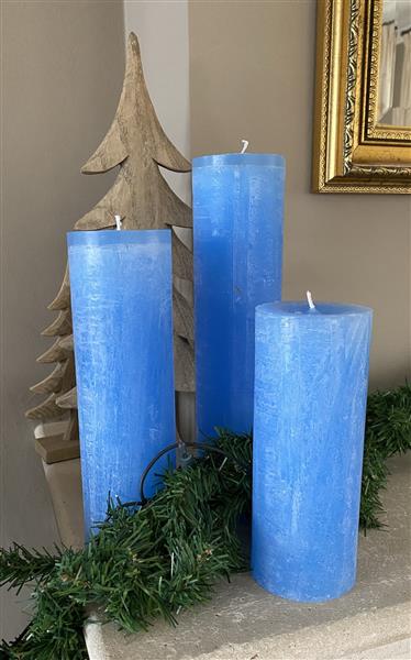 Grote foto krulkaars bika kaarsen set van 3 koningsblauw middenblauw huis en inrichting woningdecoratie