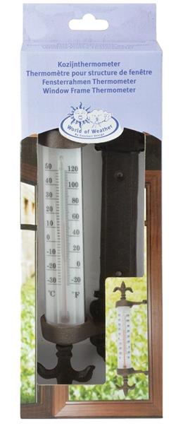 Grote foto kozijnthermometer franse lelie raamthermometer gietijzer tuin en terras tuindecoratie