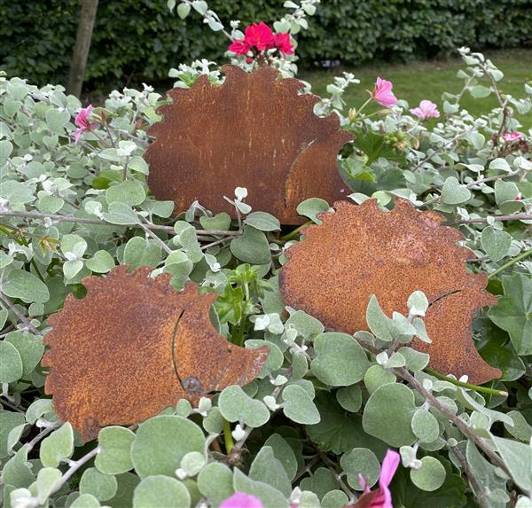 Grote foto tuinstekers egels set van 3 stuks roestig metaal sse235 tuin en terras tuindecoratie